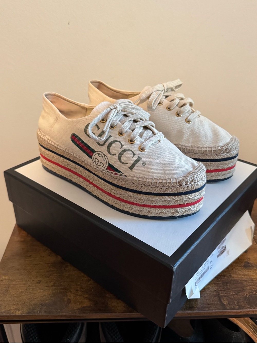 Gucci Pilar Canvas Platform Espadrilles Size 38 Sneakers Authenticated.